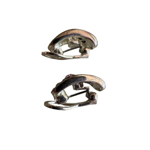 Vintage Silver & Pink Leather Bracelet & Earrings Set With Gemstones - Picture 3 of 6